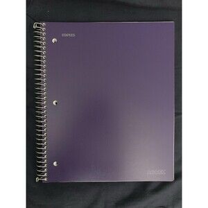 College Ruled Spiral Notebook With Pocket | Purple Front Cover | 106 Sheets
